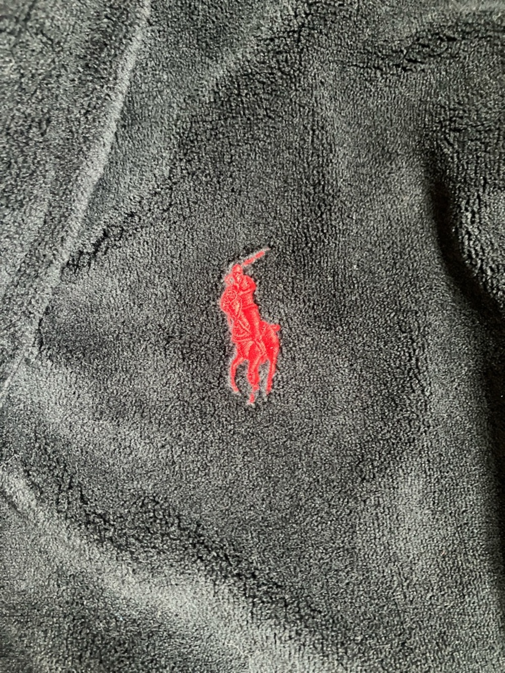Polo by Ralph Lauren Black Fleece Robe with Red Pony - Picture 3 of 11